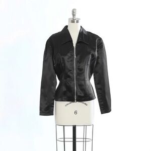 Vintage Y2K XOXO black satin jacket Sz. L